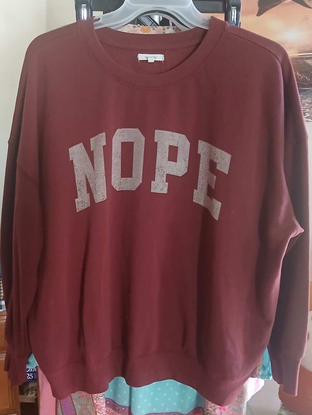 NOPE Maroon Crewneck Sweater